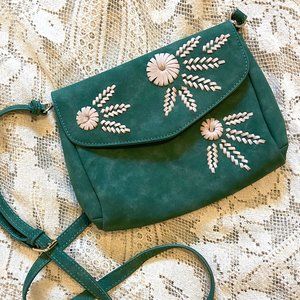 Modcloth Green Suede Crossbody Purse